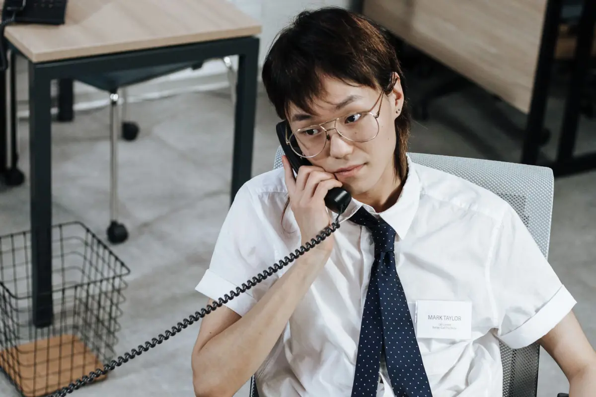 A customer service agent answering a call